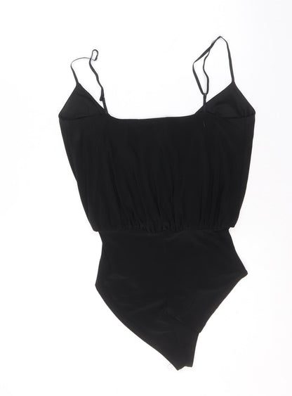 Boohoo Womens Black Polyester Bodysuit One-Piece Size 8 Pullover - Knot Front