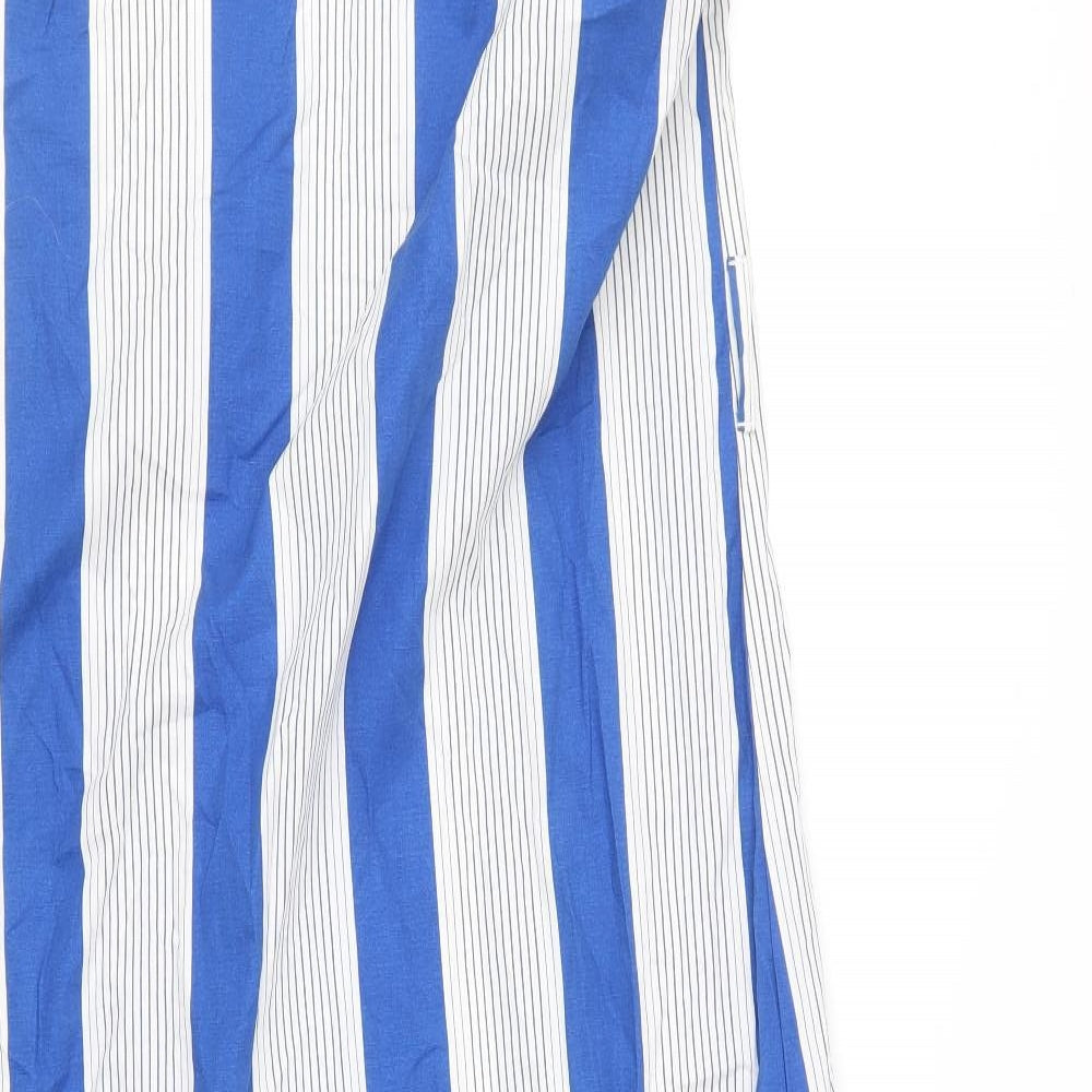 NEXT Womens Blue Striped 100% Cotton Tank Dress Size 10 Square Neck Pullover