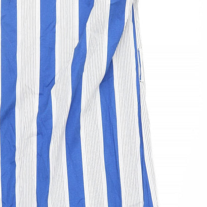 NEXT Womens Blue Striped 100% Cotton Tank Dress Size 10 Square Neck Pullover