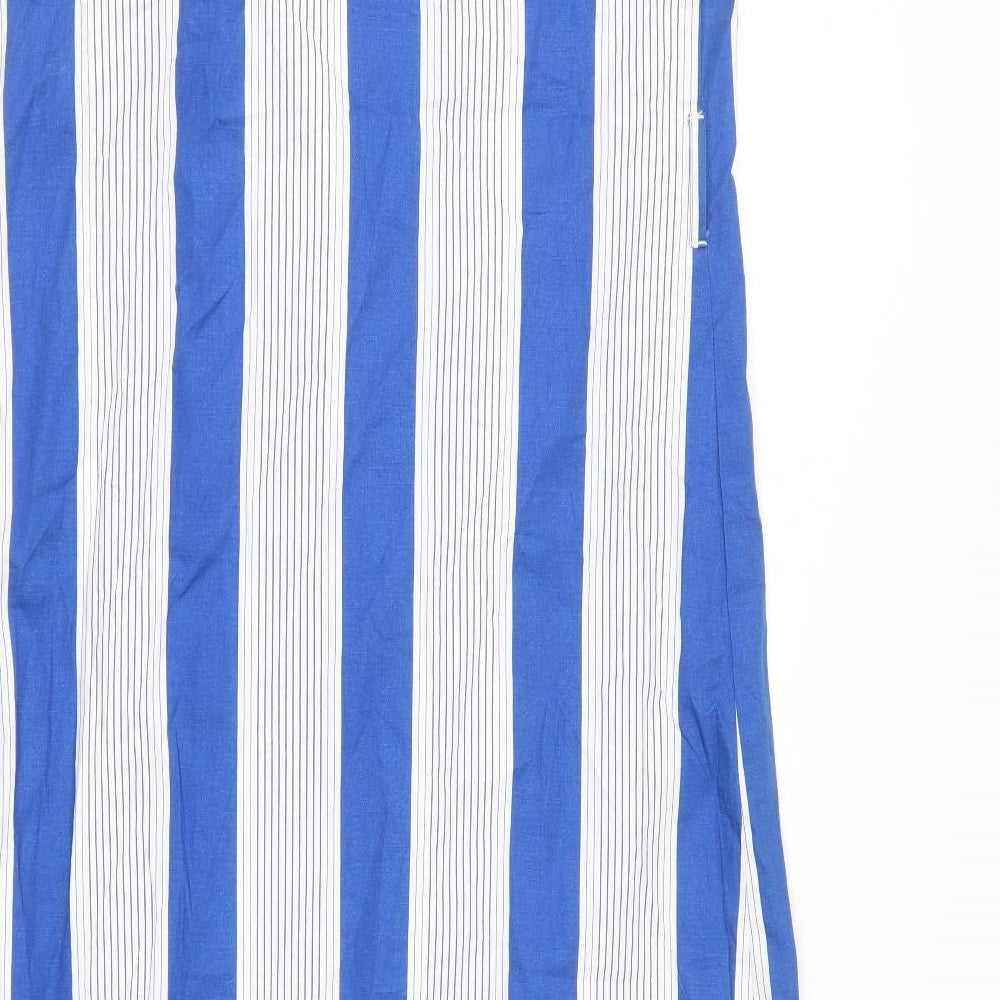 NEXT Womens Blue Striped 100% Cotton Tank Dress Size 10 Square Neck Pullover