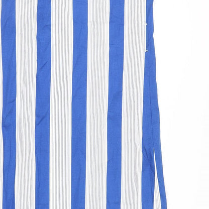 NEXT Womens Blue Striped 100% Cotton Tank Dress Size 10 Square Neck Pullover