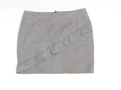 Clockhouse Womens Black Check Polyacrylate Fibre A-Line Skirt Size 12 Zip