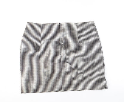 Clockhouse Womens Black Check Polyacrylate Fibre A-Line Skirt Size 12 Zip