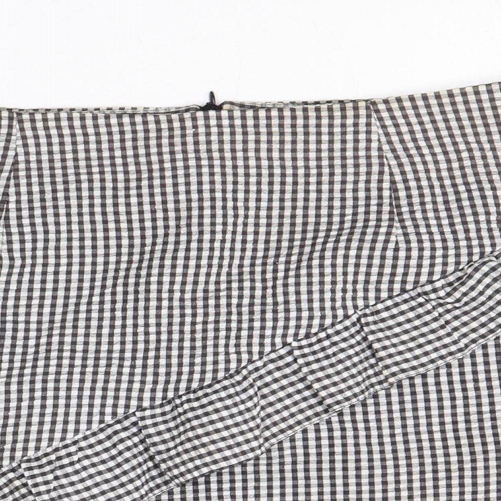 Clockhouse Womens Black Check Polyacrylate Fibre A-Line Skirt Size 12 Zip