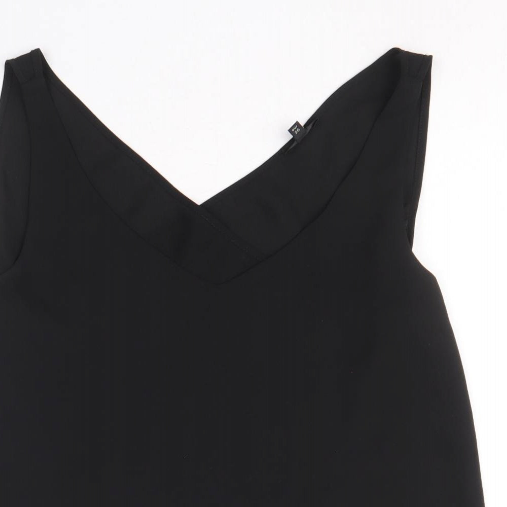 Womens UK Size 8 River Island Black Basic Tank