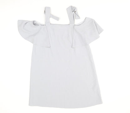 Topshop Womens Blue Polyacrylate Fibre A-Line Size 10 Square Neck Pullover