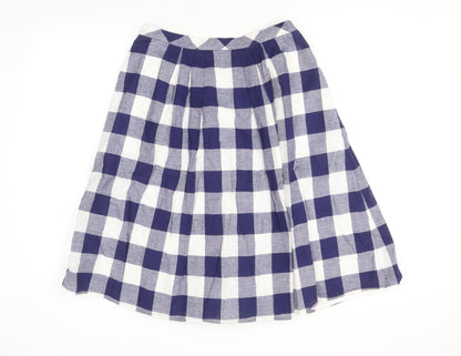 MARCS Womens Blue Check Cotton Swing Skirt Size 8 Zip
