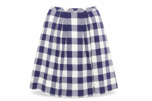 MARCS Womens Blue Check Cotton Swing Skirt Size 8 Zip