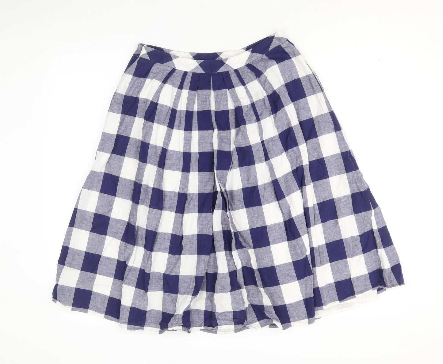 MARCS Womens Blue Check Cotton Swing Skirt Size 8 Zip