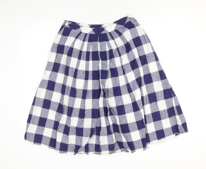 MARCS Womens Blue Check Cotton Swing Skirt Size 8 Zip