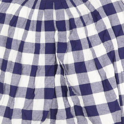 MARCS Womens Blue Check Cotton Swing Skirt Size 8 Zip