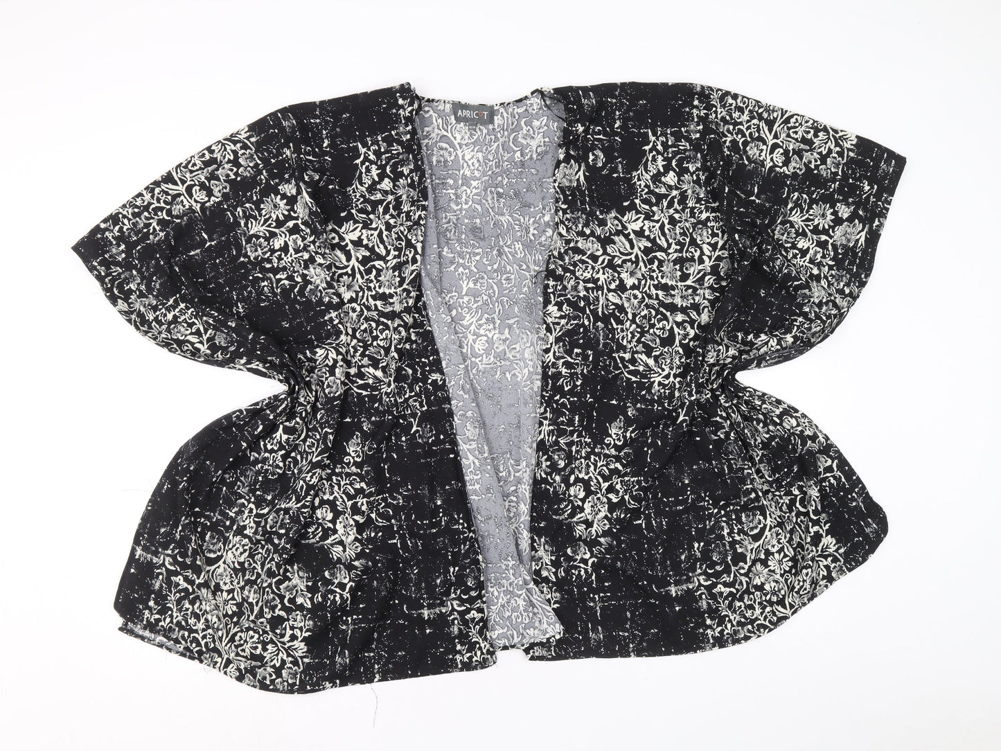 Womens UK Size 12 Apricot Black Kimono Blouse