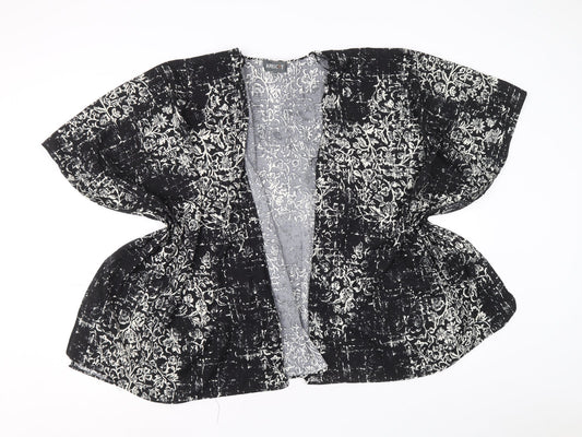 Womens UK Size 12 Apricot Black Kimono Blouse