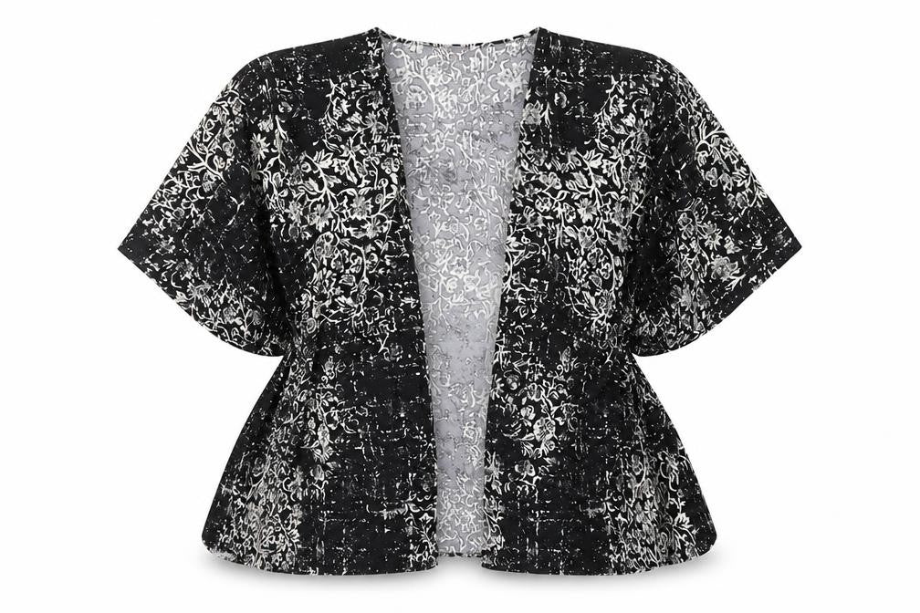 Womens UK Size 12 Apricot Black Kimono Blouse