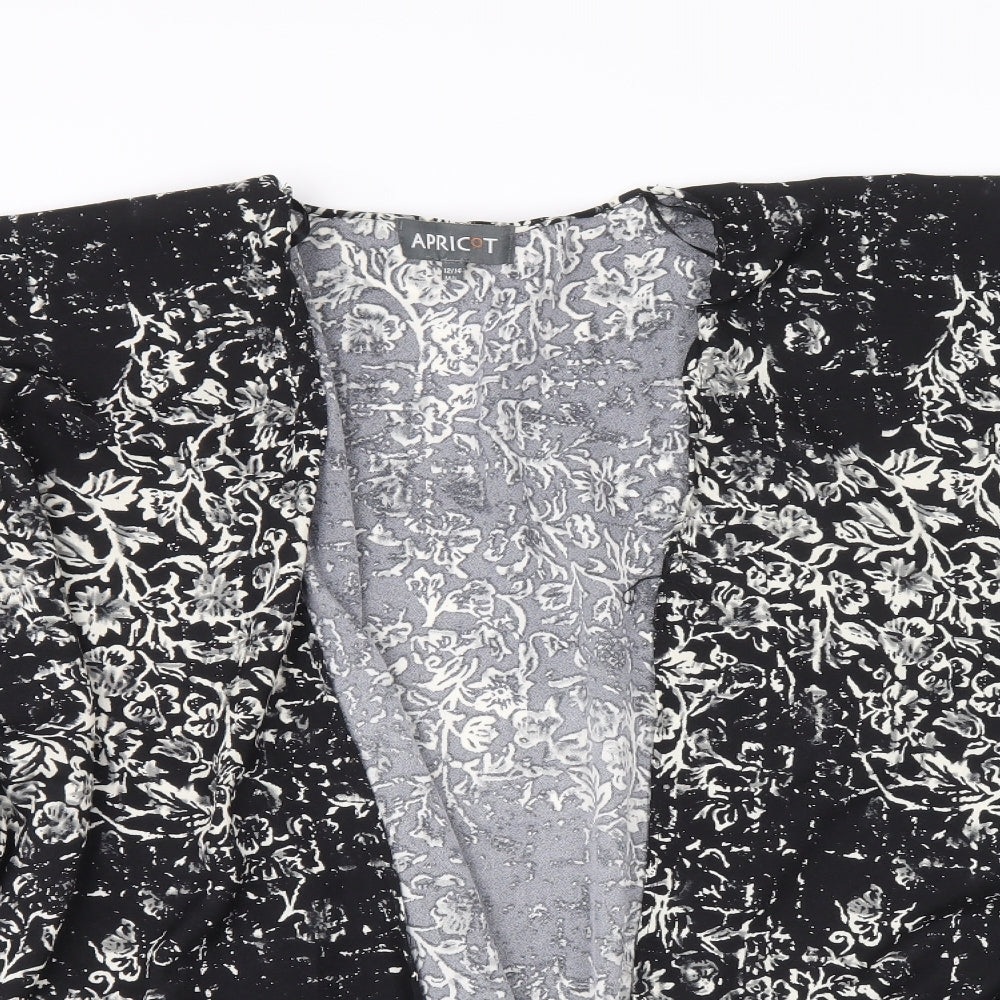 Womens UK Size 12 Apricot Black Kimono Blouse