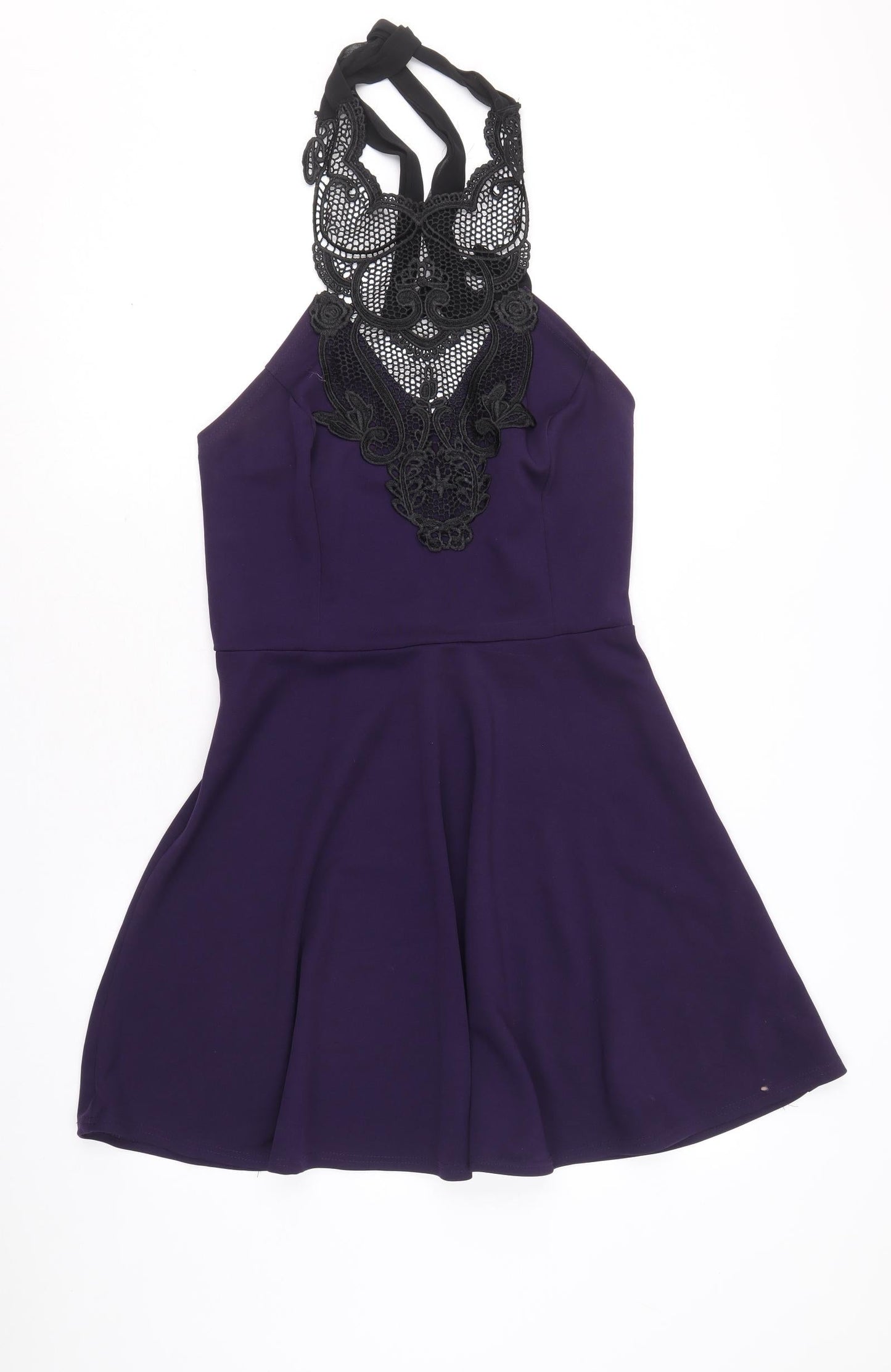 Atmosphere Womens Purple Polyester A-Line Size 14 Halter Pullover - Lace Detail