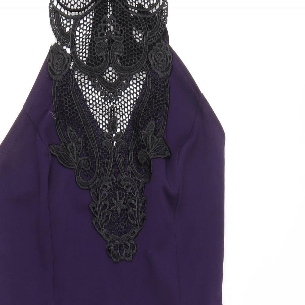 Atmosphere Womens Purple Polyester A-Line Size 14 Halter Pullover - Lace Detail