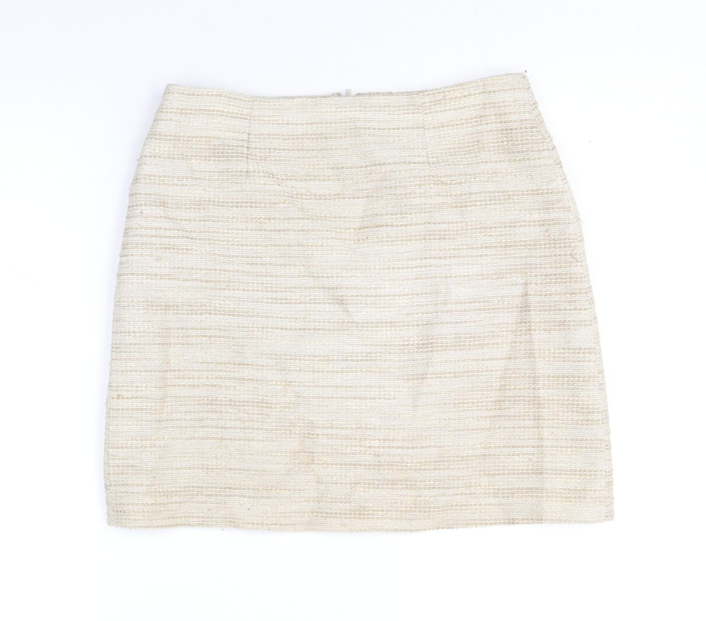 Saba Womens Beige Cotton A-Line Skirt Size 8 Zip