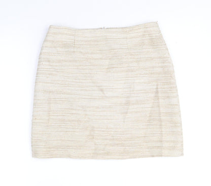 Saba Womens Beige Cotton A-Line Skirt Size 8 Zip