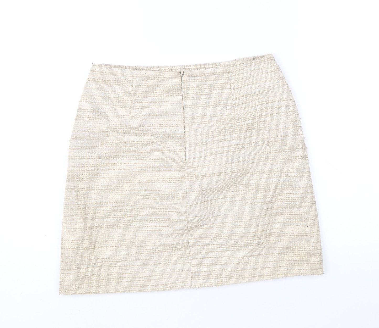 Saba Womens Beige Cotton A-Line Skirt Size 8 Zip