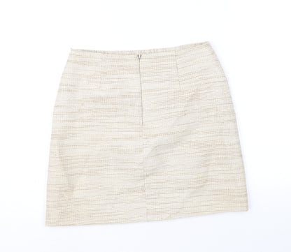 Saba Womens Beige Cotton A-Line Skirt Size 8 Zip