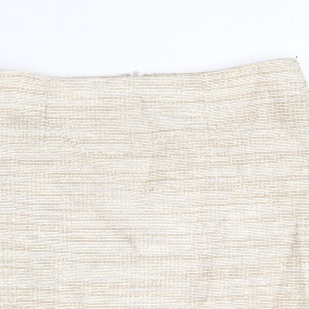 Saba Womens Beige Cotton A-Line Skirt Size 8 Zip