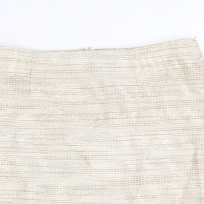 Saba Womens Beige Cotton A-Line Skirt Size 8 Zip