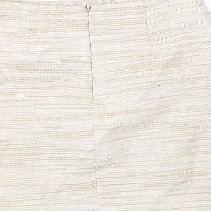 Saba Womens Beige Cotton A-Line Skirt Size 8 Zip