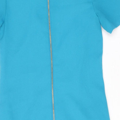 Warehouse Womens Blue Polyester A-Line Size 10 Round Neck Zip