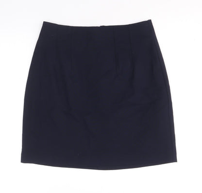 Marks and Spencer Womens Blue Polyacrylate Fibre A-Line Skirt Size 10 Zip
