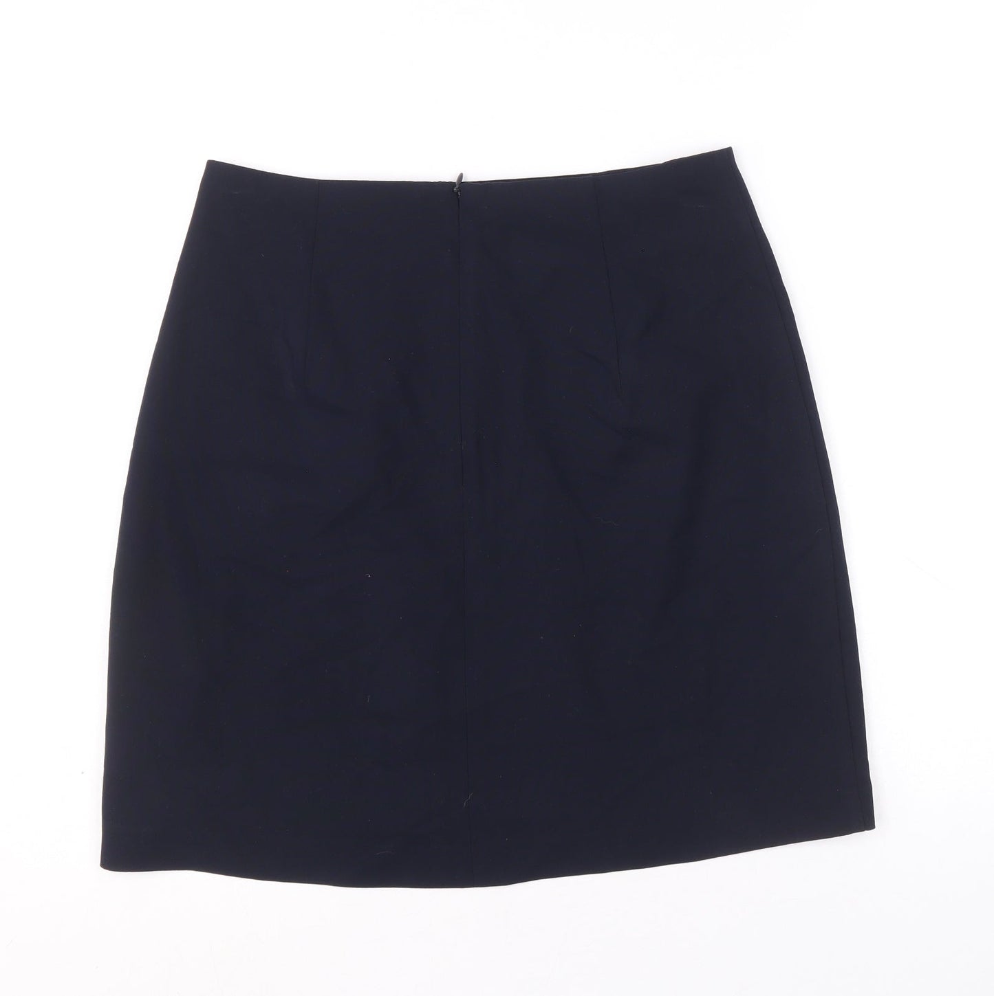 Marks and Spencer Womens Blue Polyacrylate Fibre A-Line Skirt Size 10 Zip