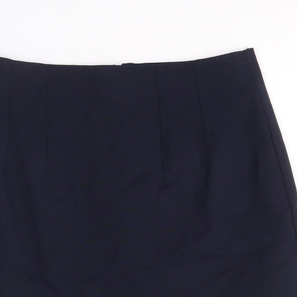 Marks and Spencer Womens Blue Polyacrylate Fibre A-Line Skirt Size 10 Zip