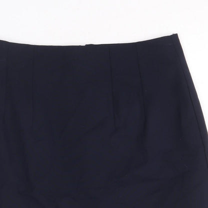 Marks and Spencer Womens Blue Polyacrylate Fibre A-Line Skirt Size 10 Zip