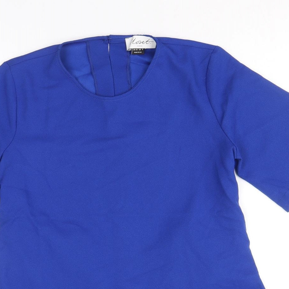 Womens UK Size 8 Closet Blue Basic Blouse