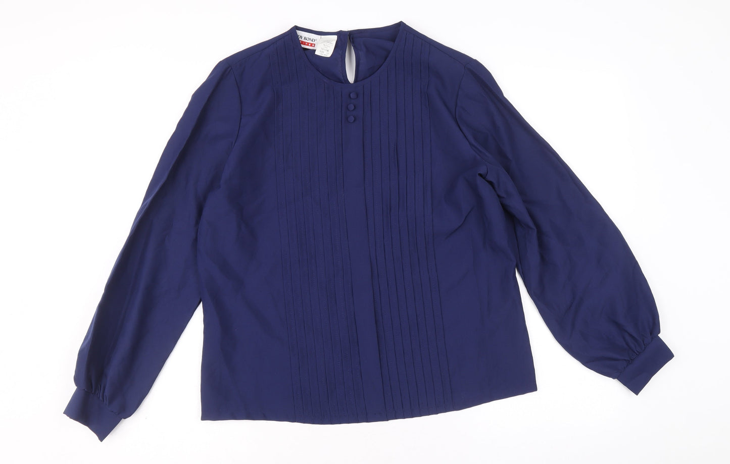 Judy Bond Womens Blue Polyester Basic Blouse Size 12 Round Neck