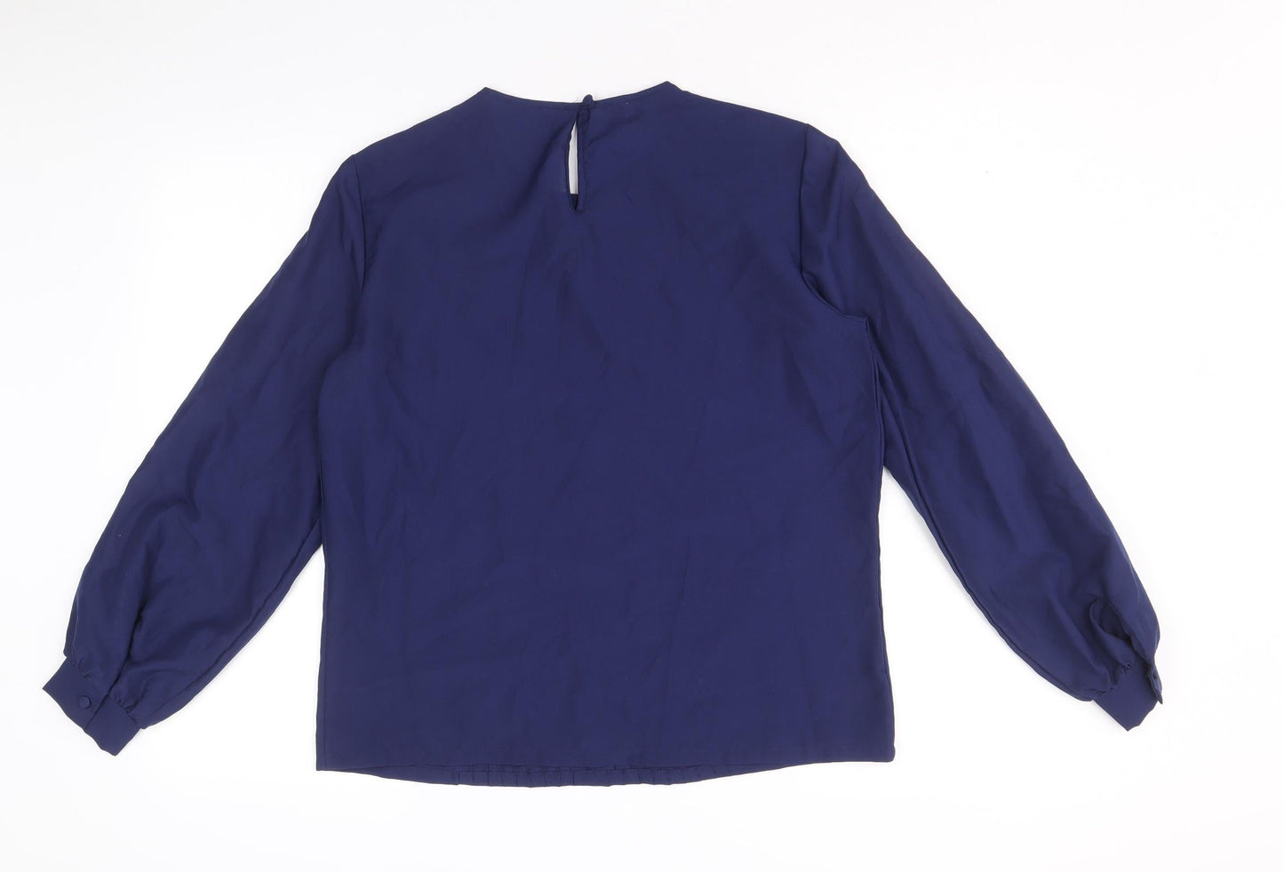 Judy Bond Womens Blue Polyester Basic Blouse Size 12 Round Neck