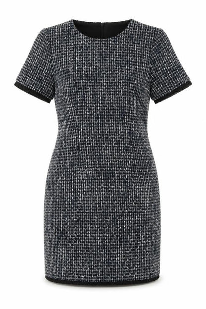 Warehouse Womens Blue Geometric Polyester A-Line Size 10 Round Neck Zip
