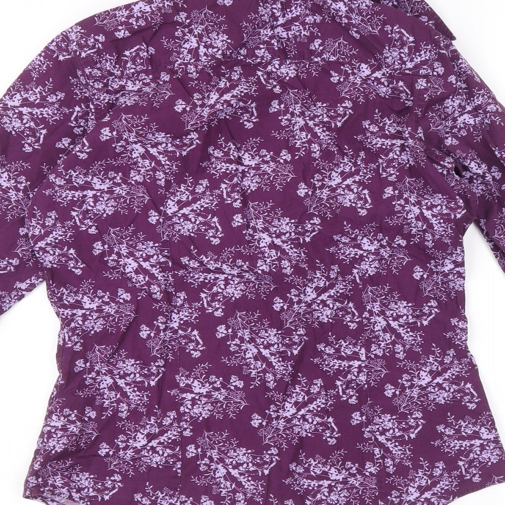Womens UK Size 8 PINK Purple Basic Button-Up