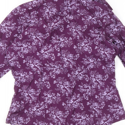 Womens UK Size 8 PINK Purple Basic Button-Up