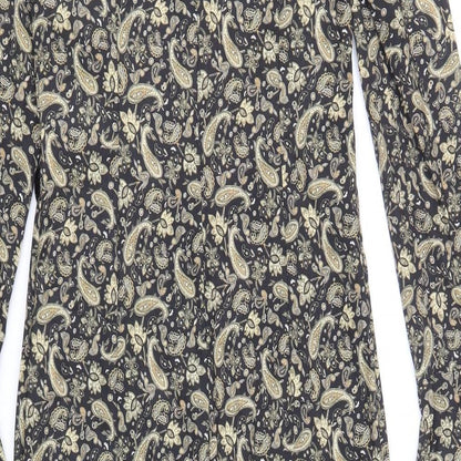 SheIn Womens Black Paisley Polyester A-Line Size XS Round Neck Zip