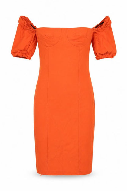 I SAW IT FIRST Womens Orange Polyester Bodycon Size 8 Scoop Neck Pullover
