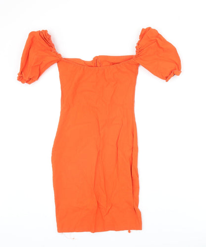 I SAW IT FIRST Womens Orange Polyester Bodycon Size 8 Scoop Neck Pullover