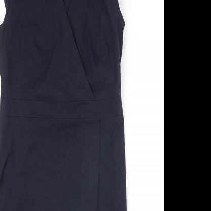 NEXT Womens Blue Polyester A-Line Size 10 V-Neck Zip