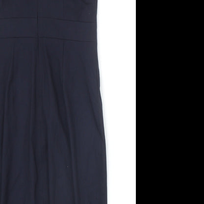 NEXT Womens Blue Polyester A-Line Size 10 V-Neck Zip