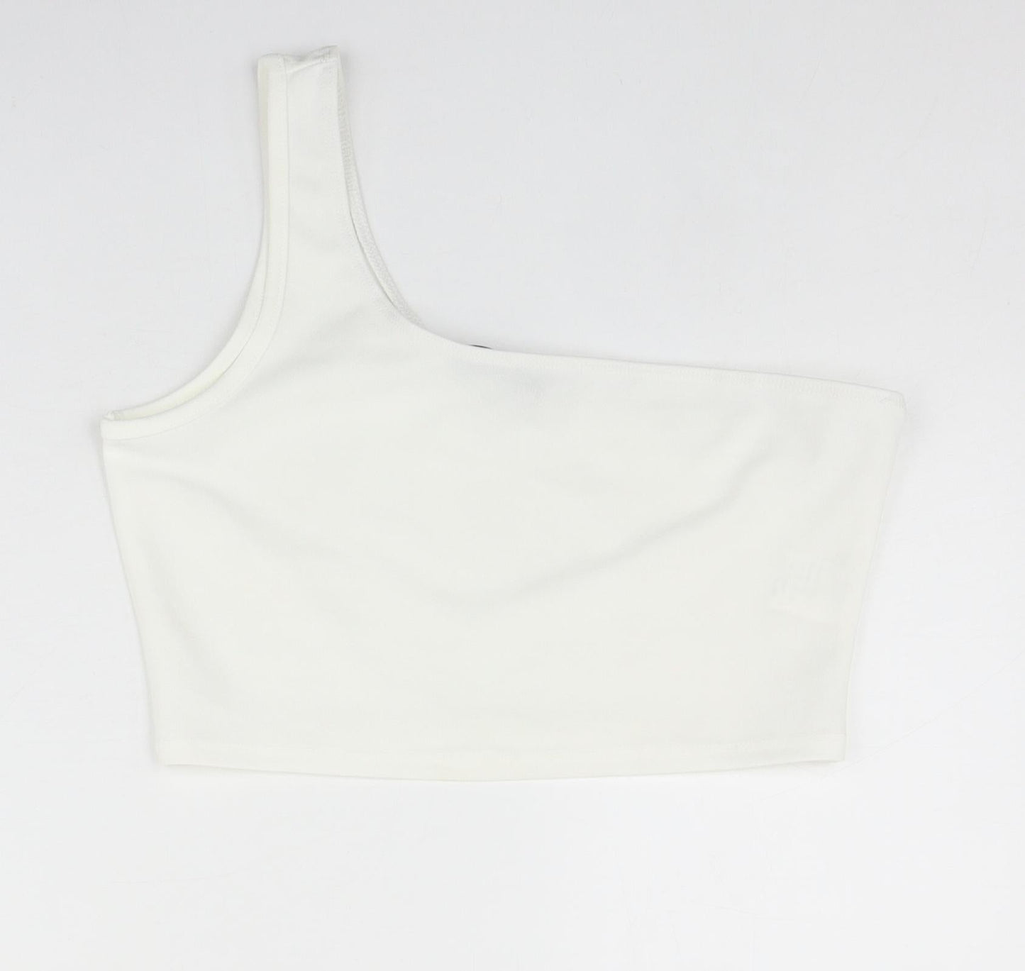 SheIn Womens White Polyester Cropped Tank Size M One Shoulder