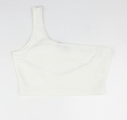 SheIn Womens White Polyester Cropped Tank Size M One Shoulder