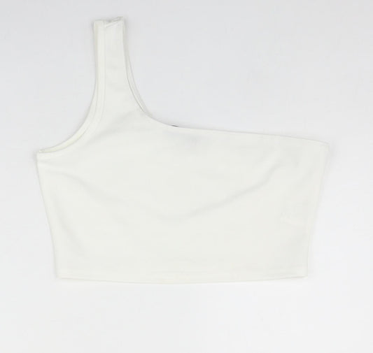 SheIn Womens White Polyester Cropped Tank Size M One Shoulder