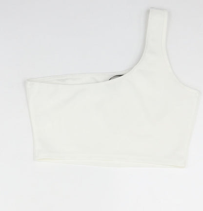 SheIn Womens White Polyester Cropped Tank Size M One Shoulder