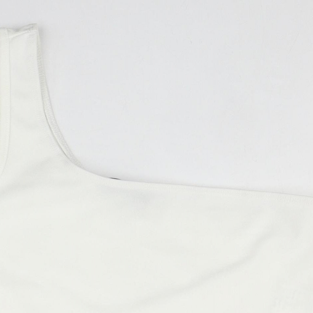 SheIn Womens White Polyester Cropped Tank Size M One Shoulder