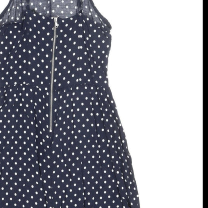 Divided Womens Blue Polka Dot Viscose Tank Dress Size 8 Round Neck Zip